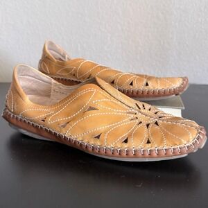 Pikolinos Jerez Womens Slip On Flats Leather Cutout Tan Size 37